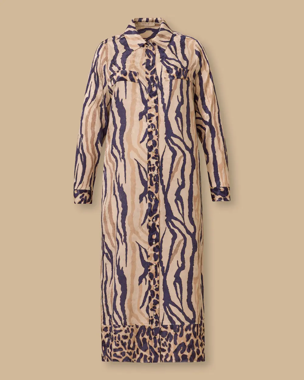 Plus Size Shirt Collar Patterned Dress