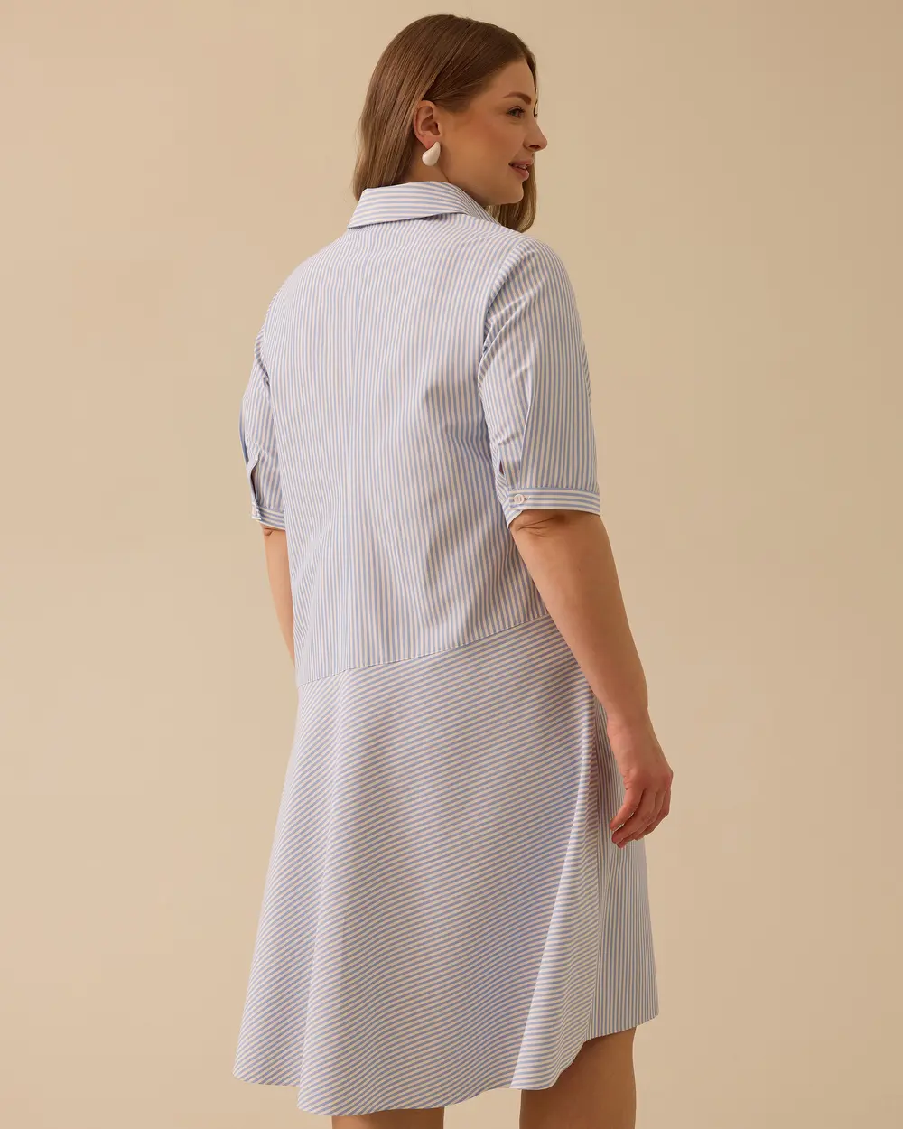 Plus Size Striped Shirt Dress