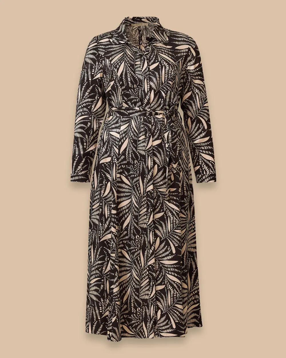 Plus Size Patterned Belted Satin Dress