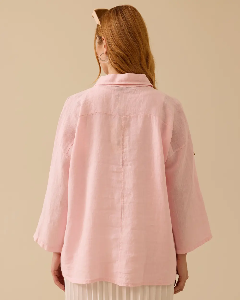 Katlanabilir Kollu Keten Gömlek