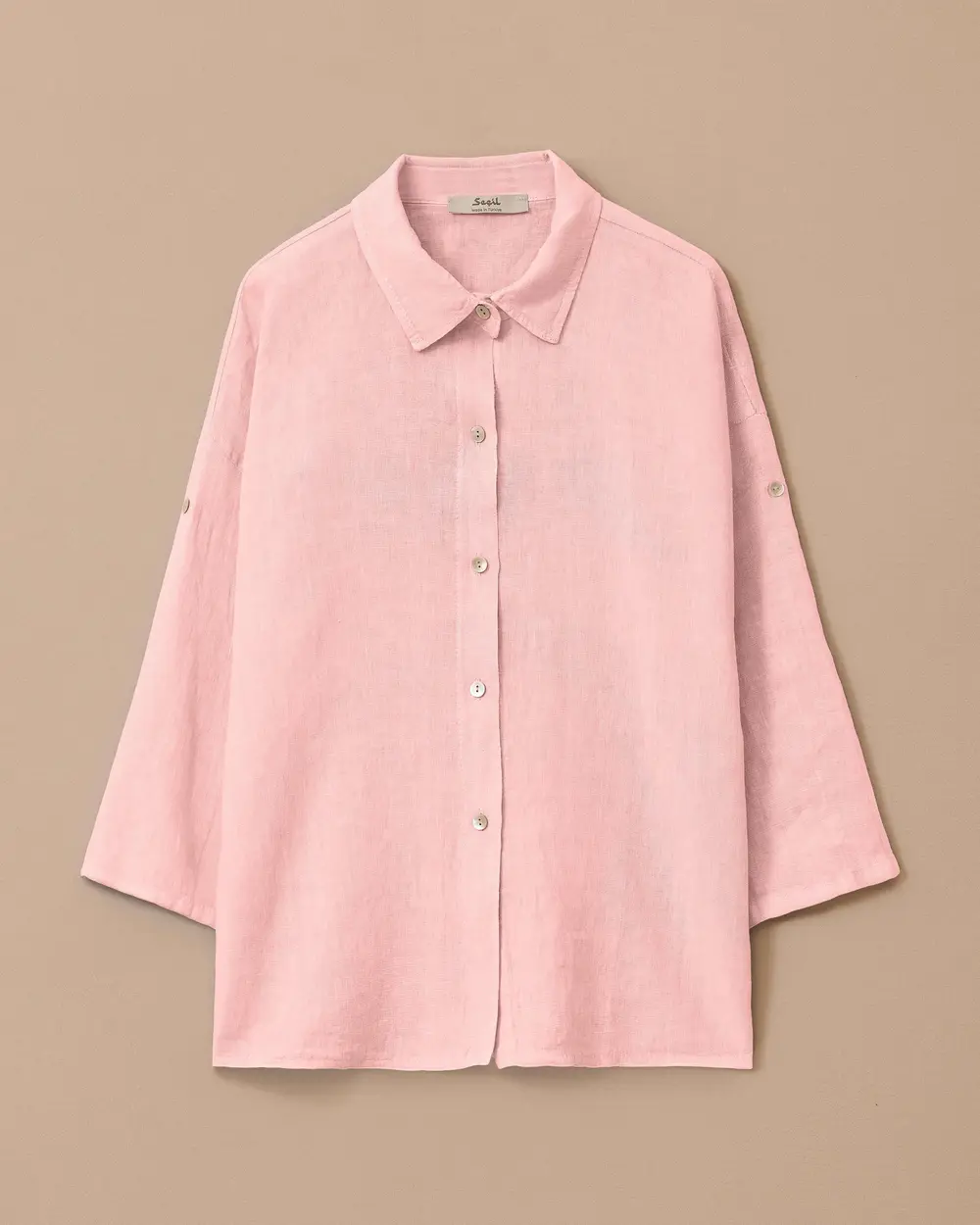 Katlanabilir Kollu Keten Gömlek