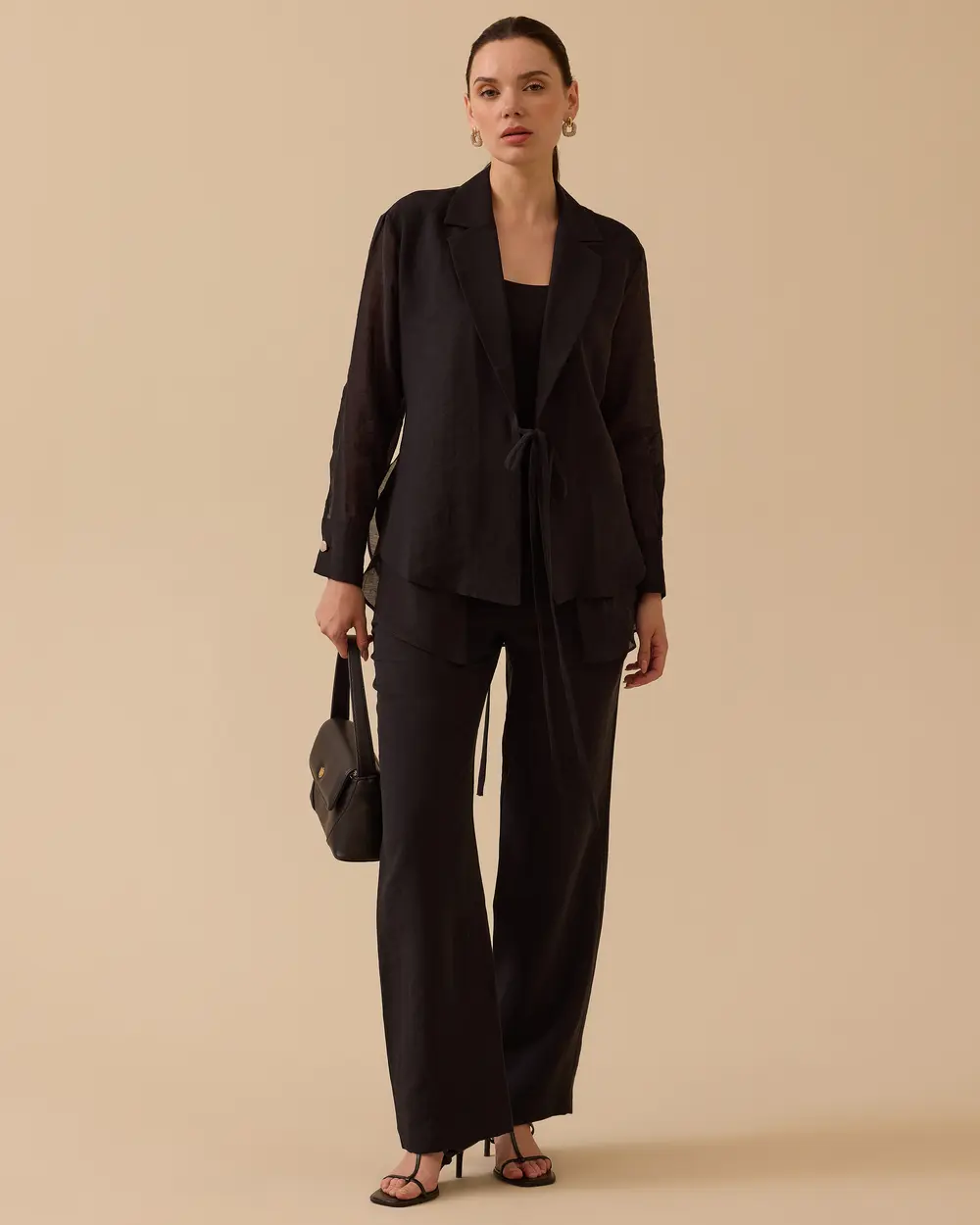 Double-breasted Linen Shirt with Binding Detail