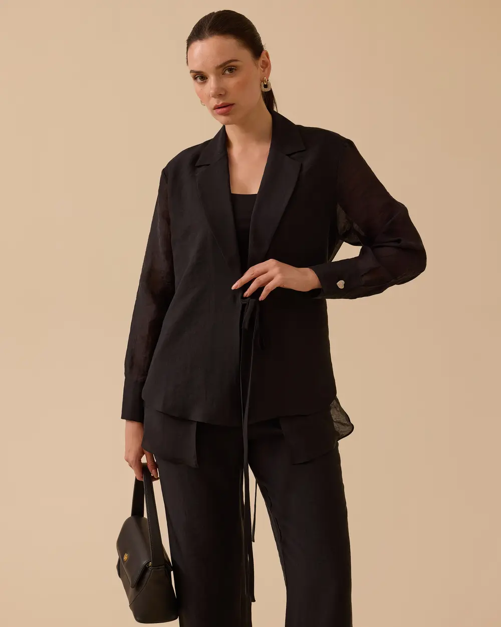 Double-breasted Linen Shirt with Binding Detail