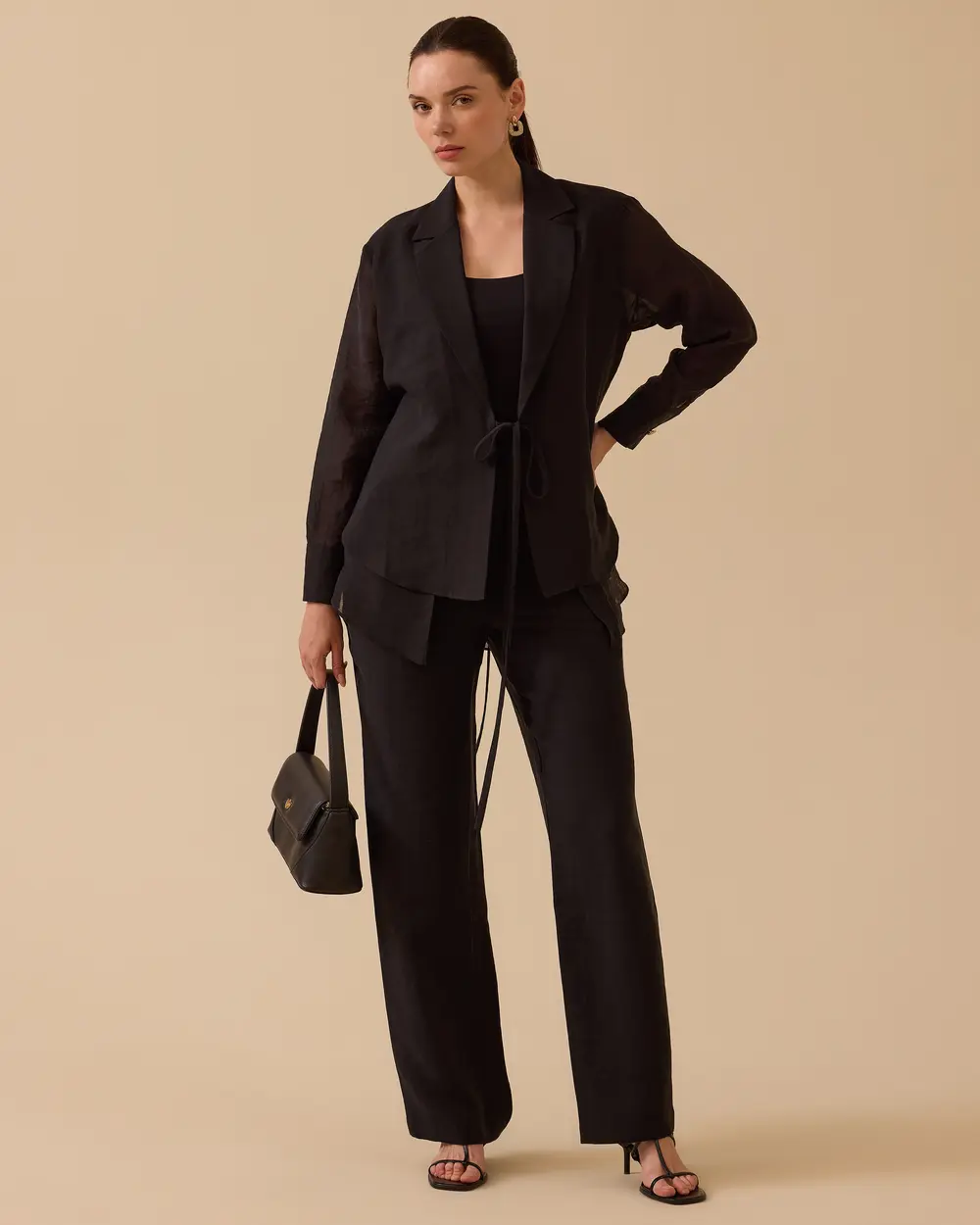 Double-breasted Linen Shirt with Binding Detail