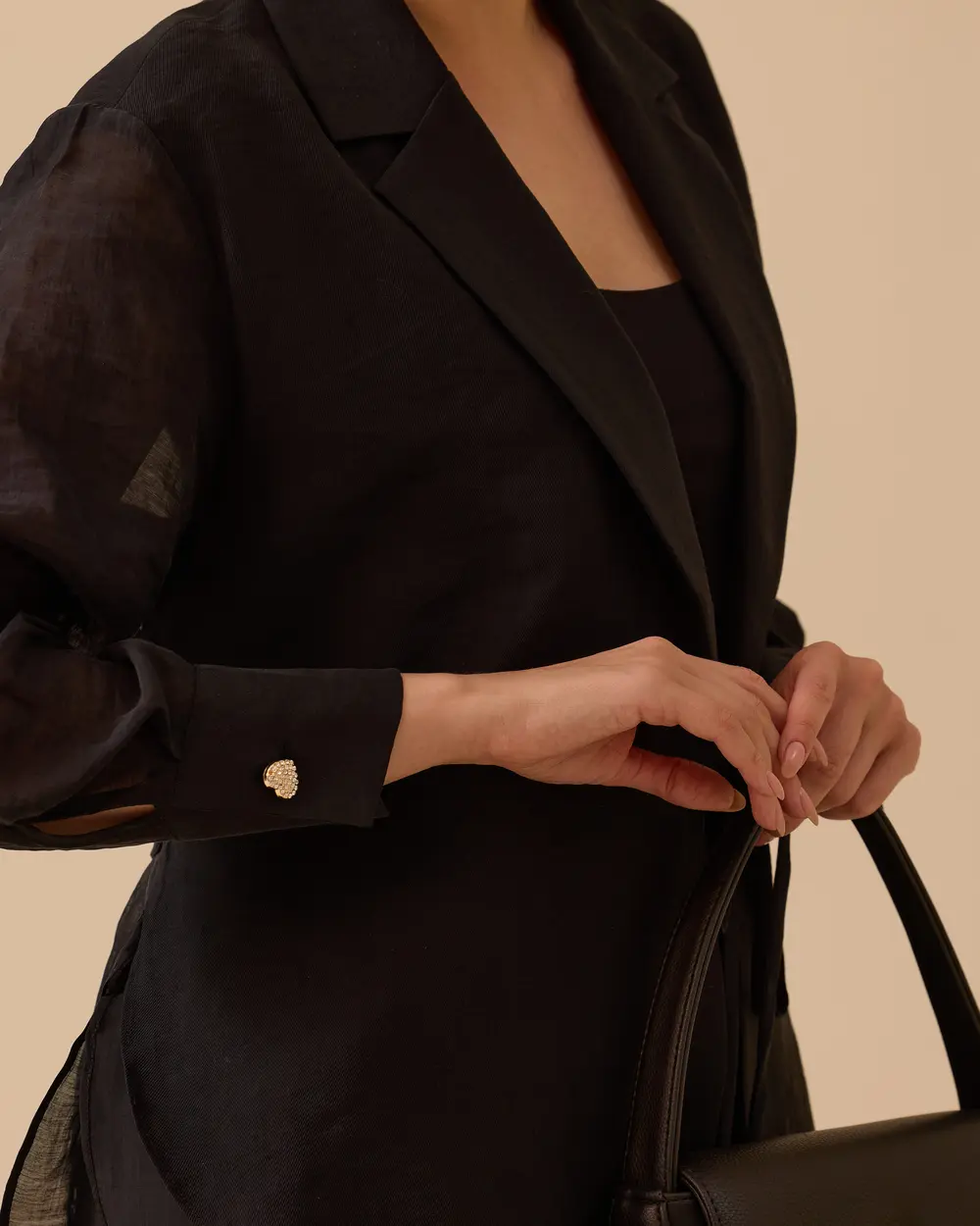 Double-breasted Linen Shirt with Binding Detail