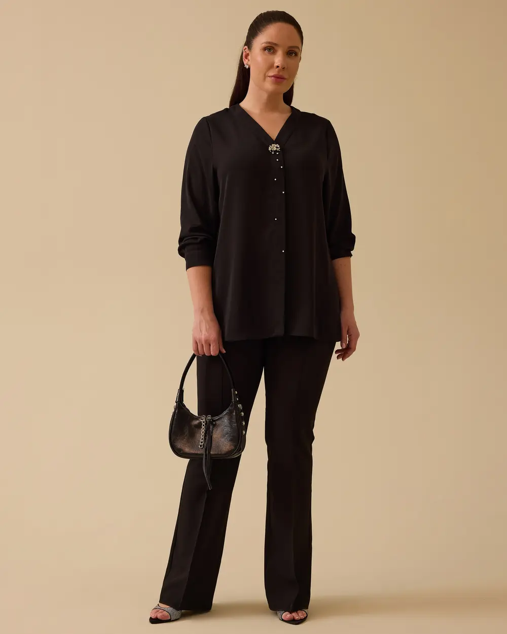 Plus Size Stone Detailed Shirt