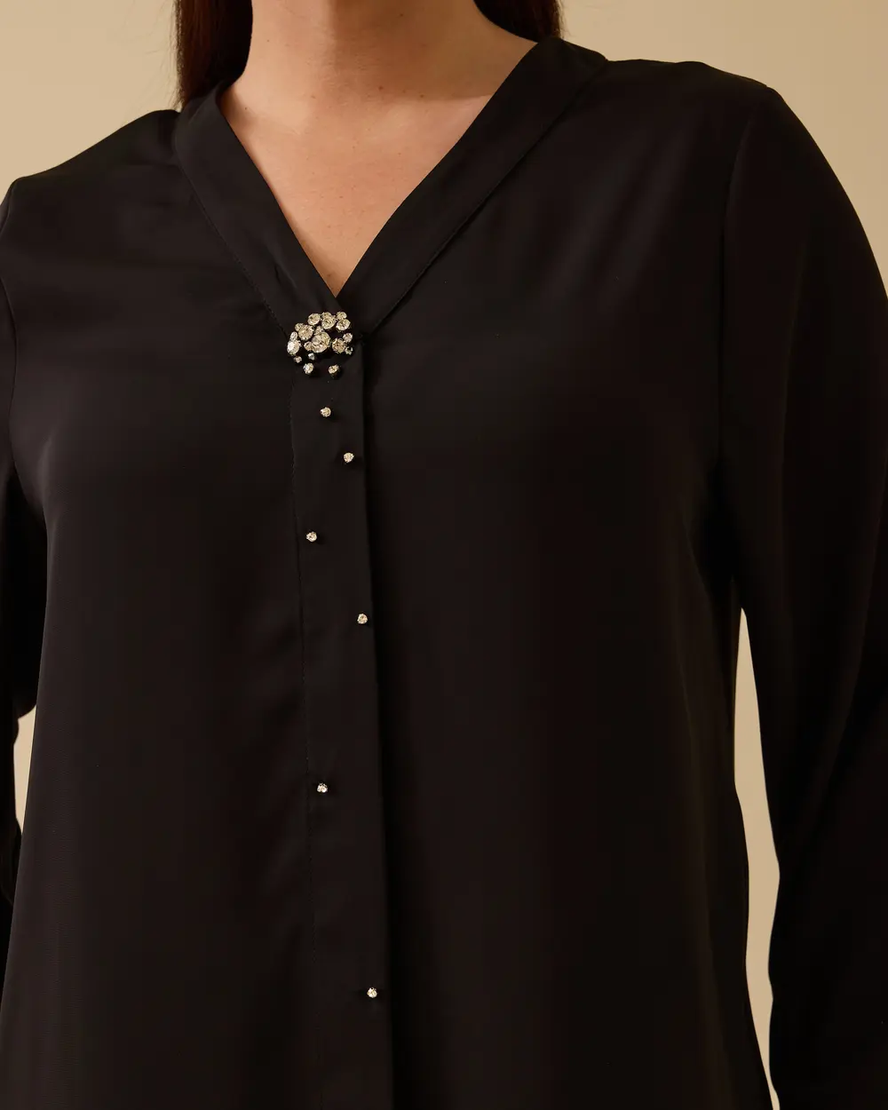 Plus Size Stone Detailed Shirt
