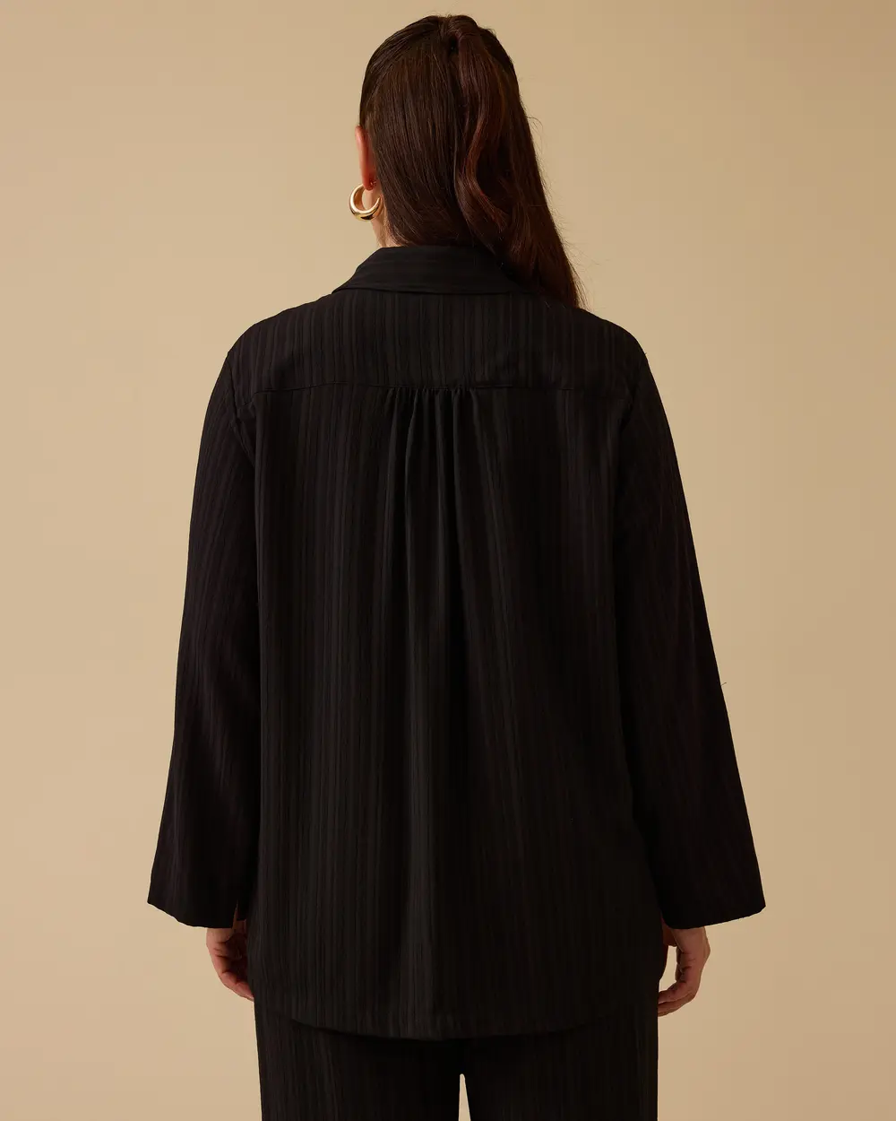 Oversized Textured Button Down Shirt