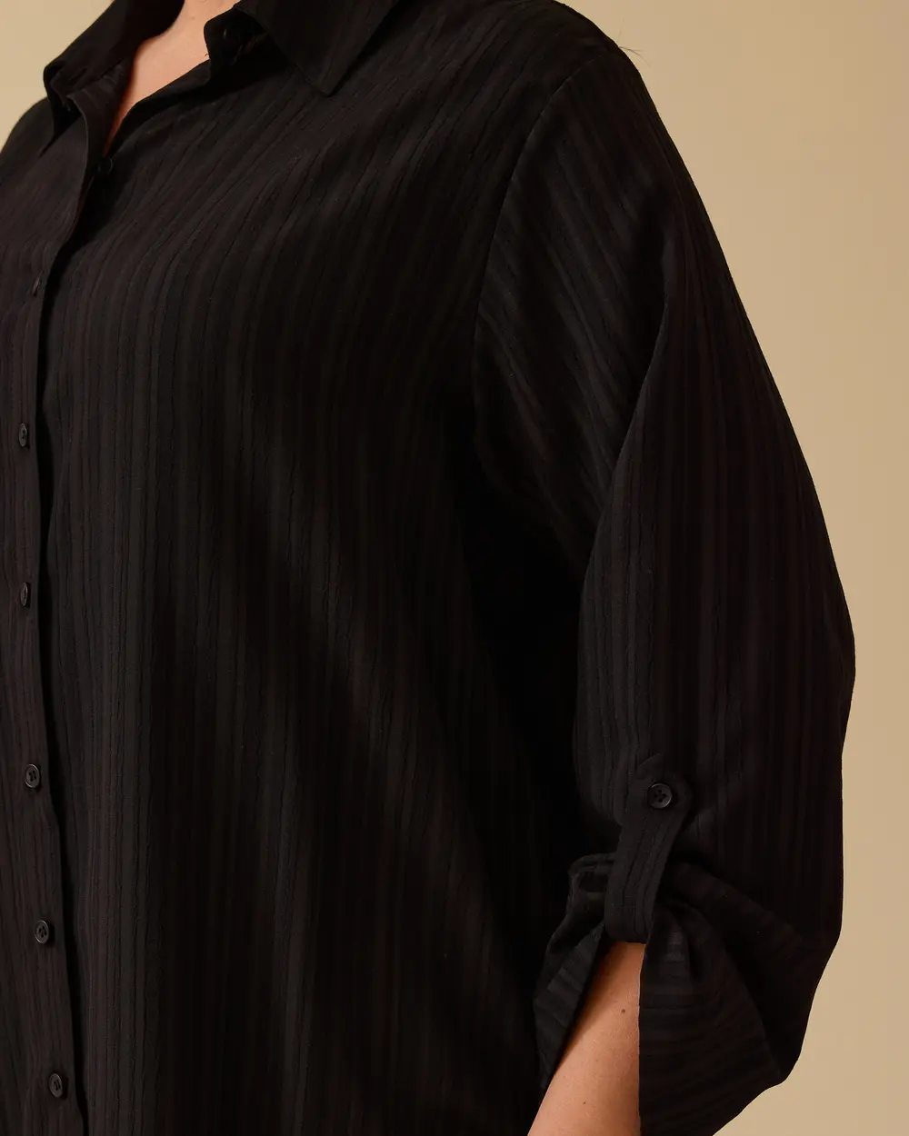 Oversized Textured Button Down Shirt