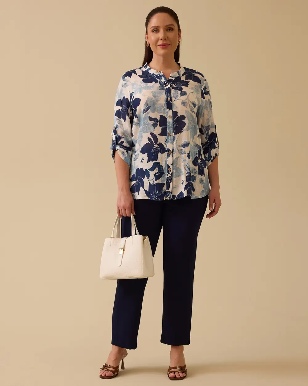 Plus Size Patterned Button Shirt