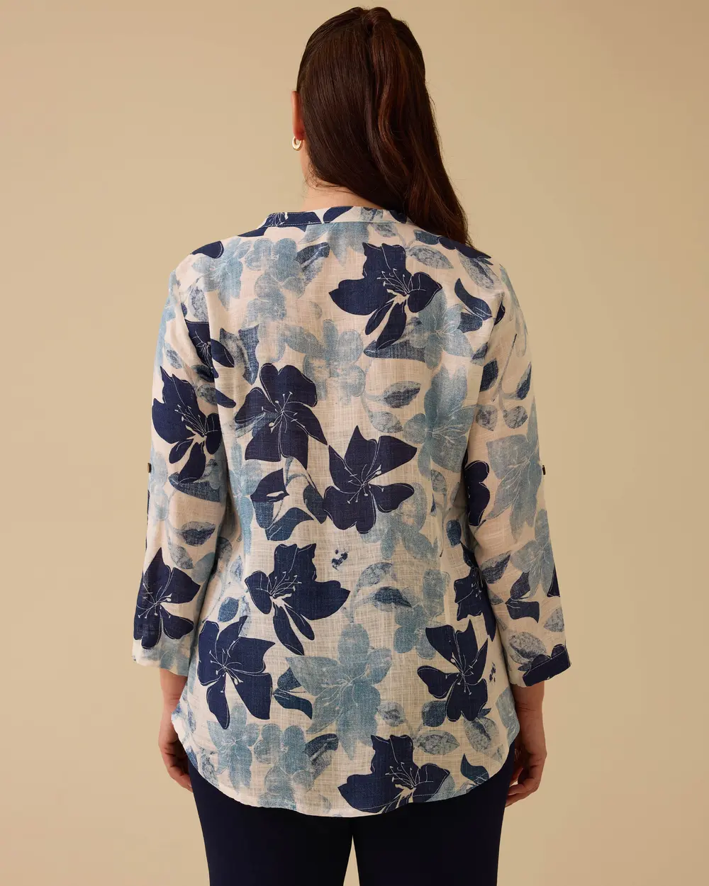 Plus Size Patterned Button Shirt