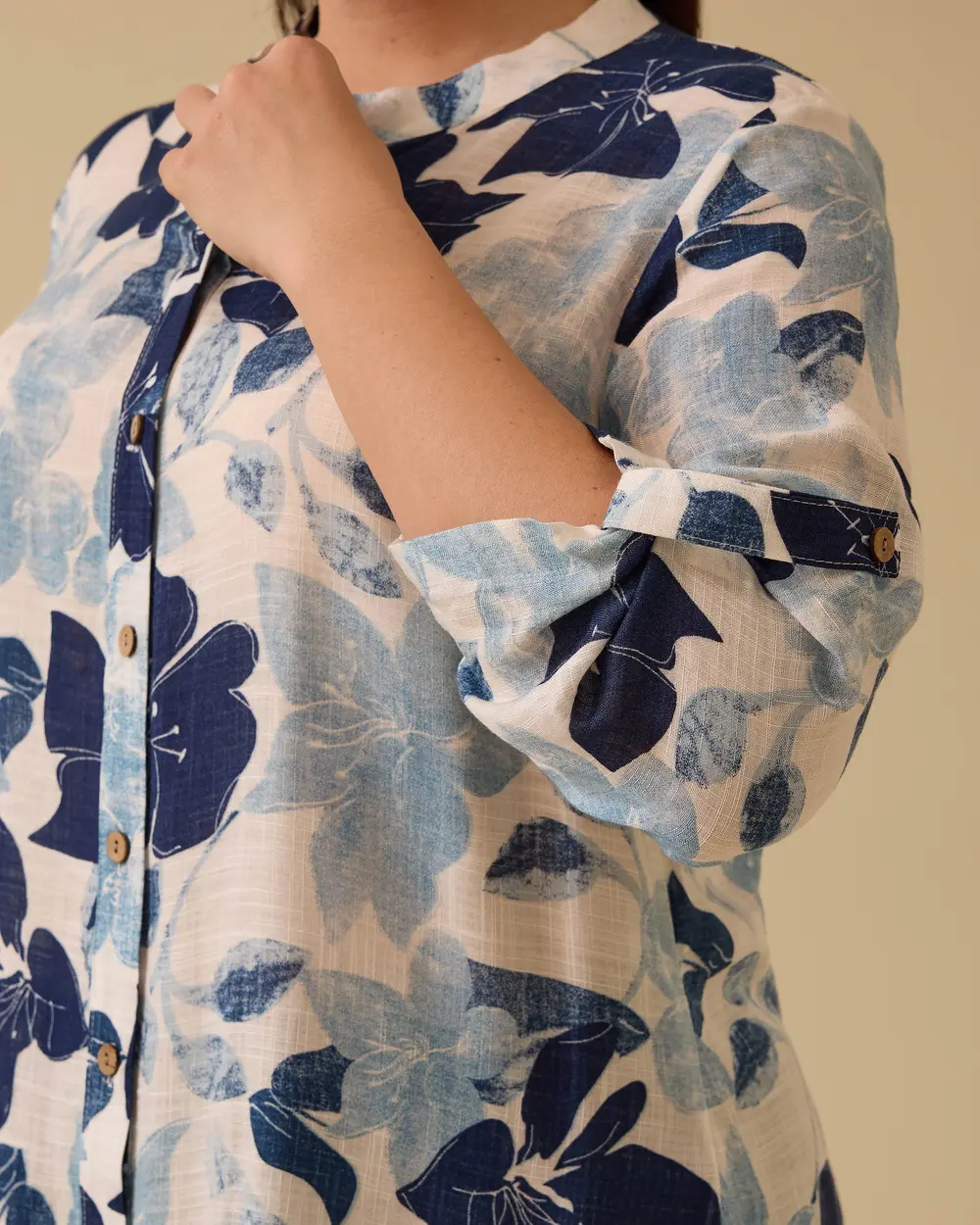 Plus Size Patterned Button Shirt