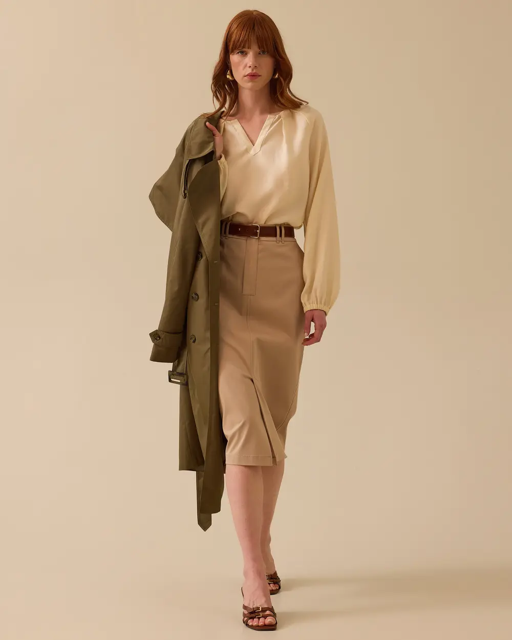 Yırtmaç Detaylı Cepli Etek