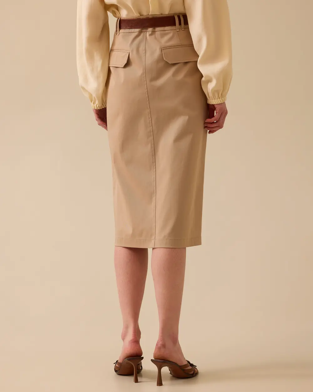 Yırtmaç Detaylı Cepli Etek