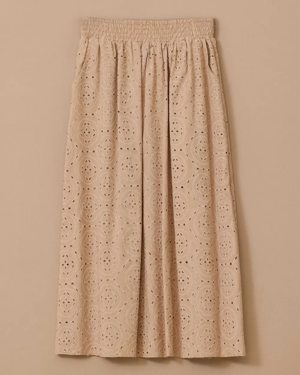 Desenli Elastik Bel Cepli Etek