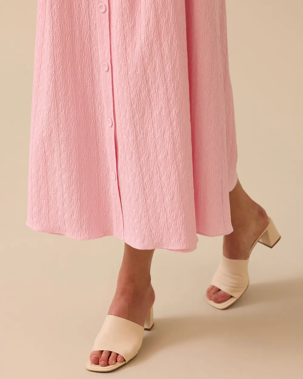 Textured Skirt with Buttoned Pocket Detail