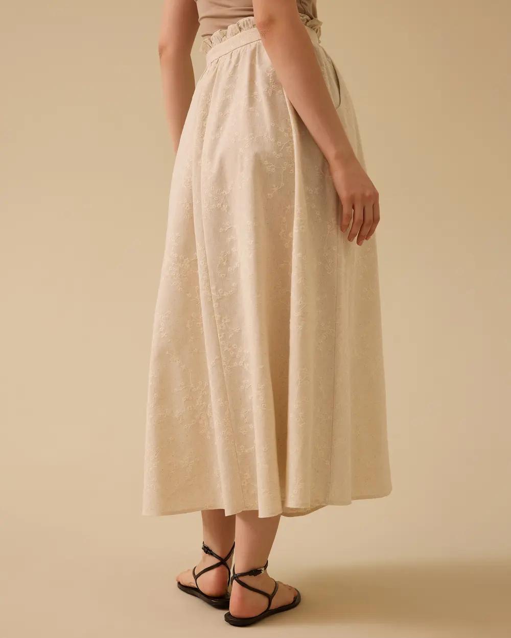 Elastic Waist Patterned Skirt