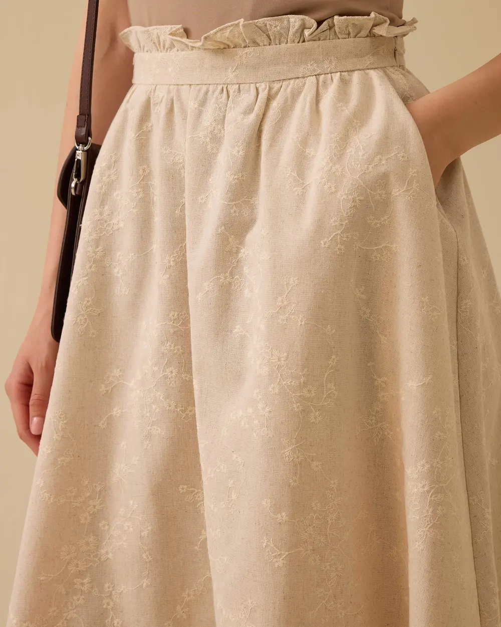 Elastic Waist Patterned Skirt