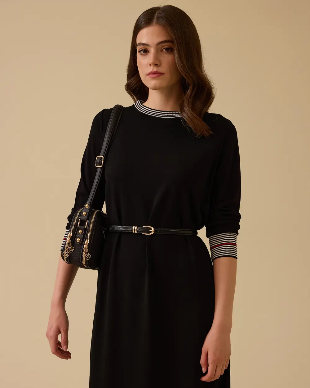 Colorful Stripe Detailed Sweater Dress