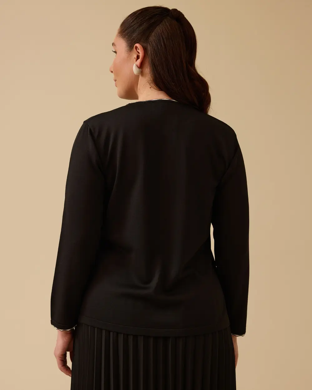 Büyük Beden Düğmeli Triko Bluz