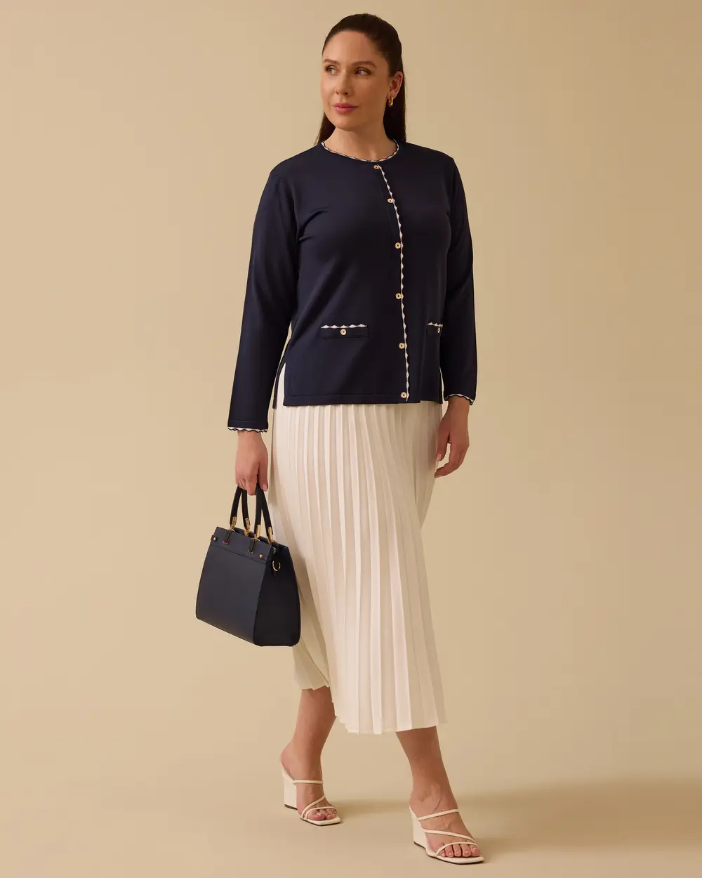 Büyük Beden Düğmeli Triko Bluz