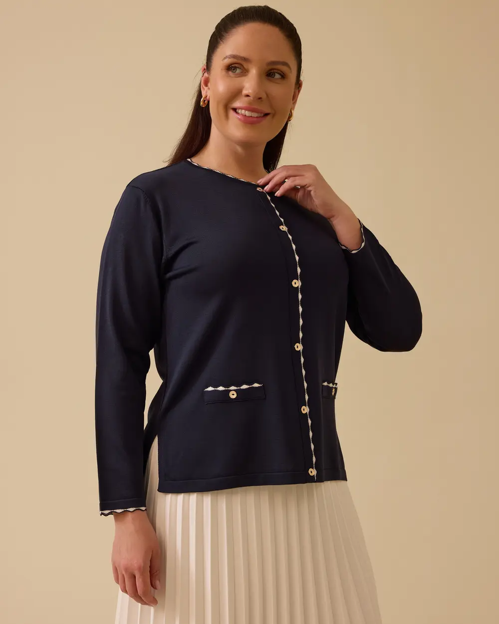 Büyük Beden Düğmeli Triko Bluz