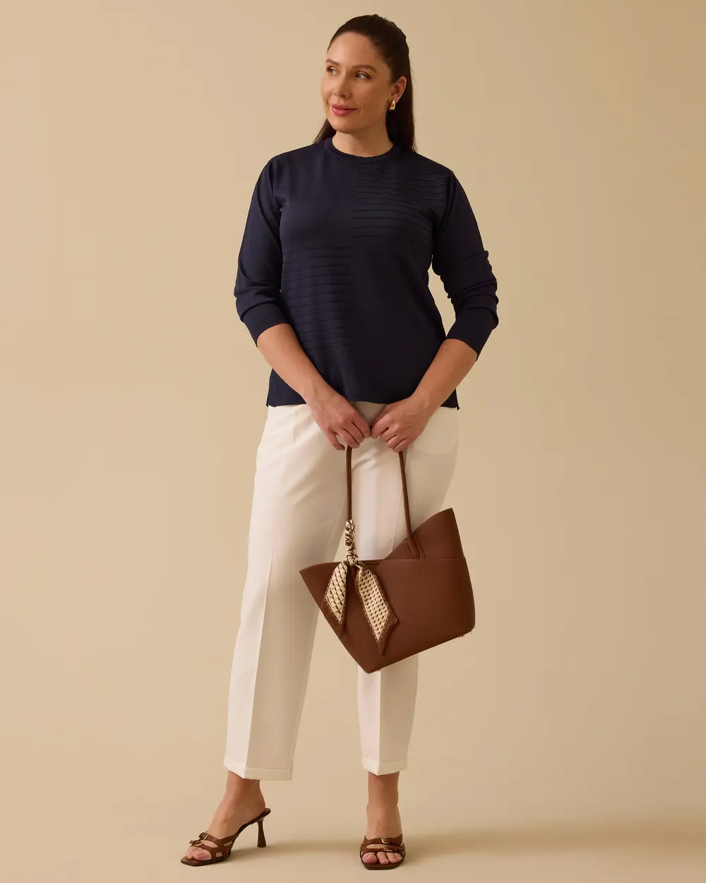 Büyük Beden Çizgi Desenli Triko Bluz