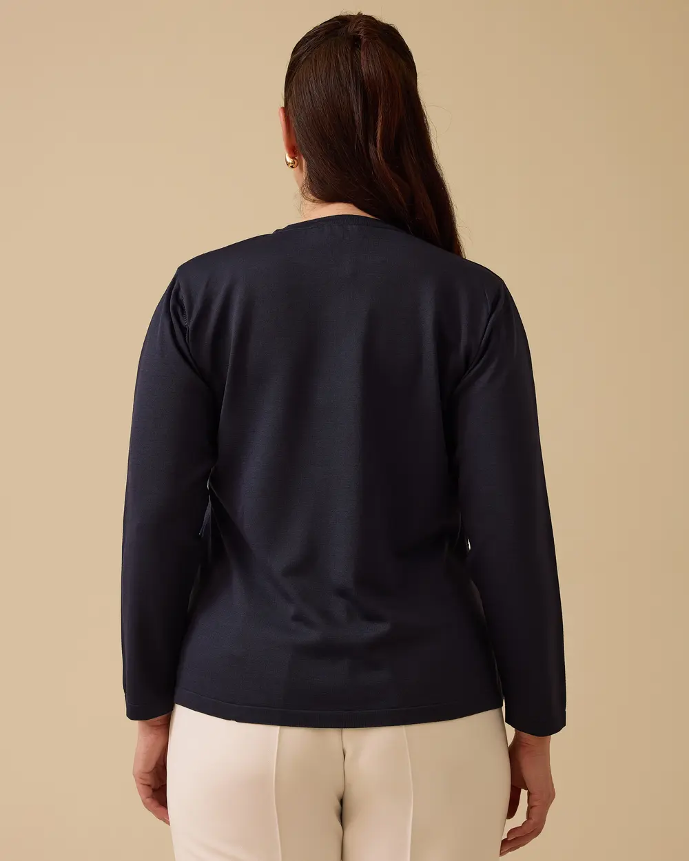 Büyük Beden Çizgi Desenli Triko Bluz