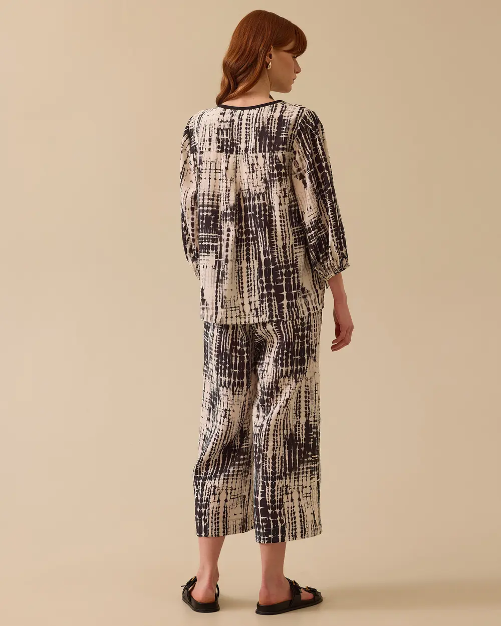 V-Neck Patterned Blouse
