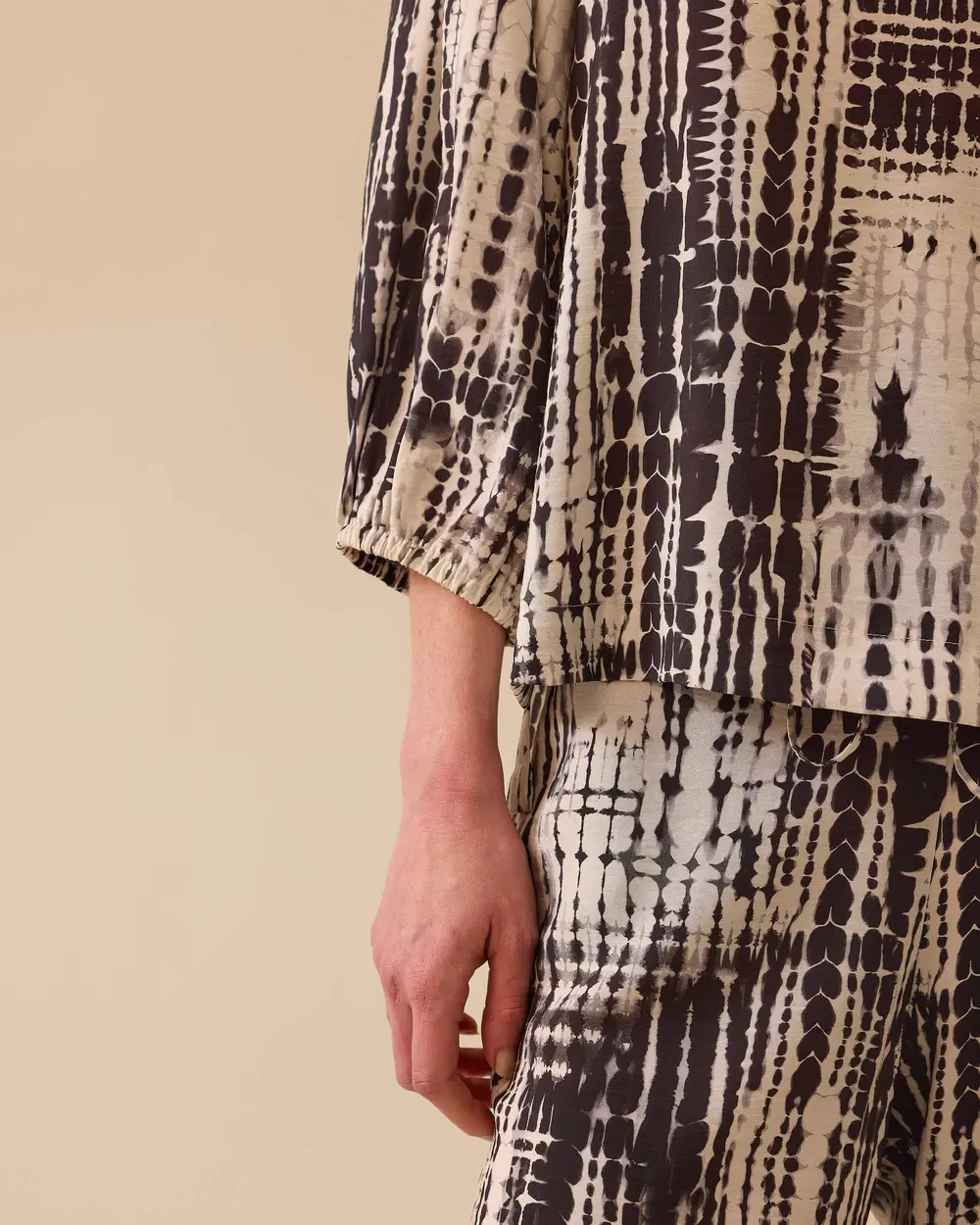 V-Neck Patterned Blouse