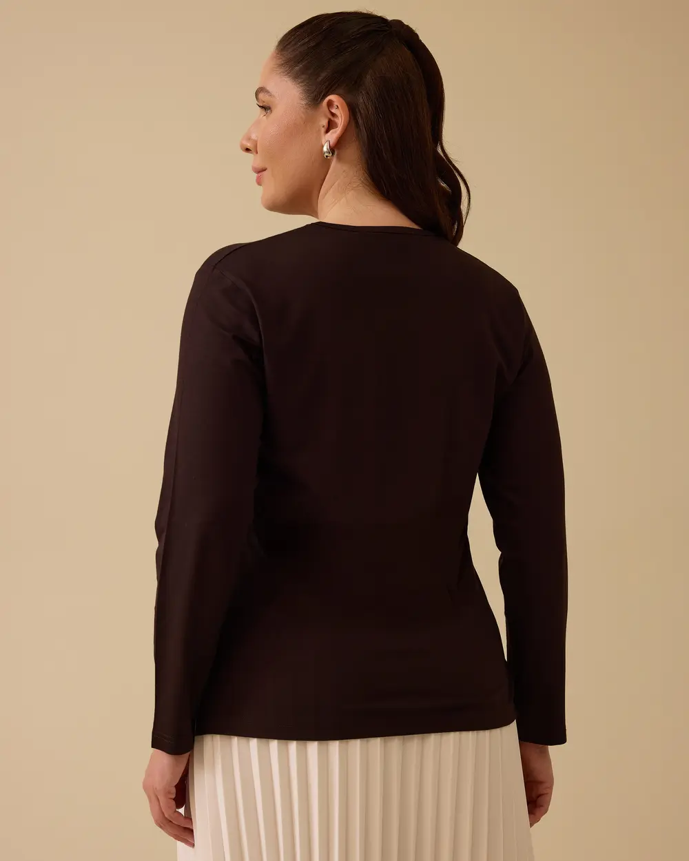 Plus Size Stone Detailed Long Sleeve Blouse