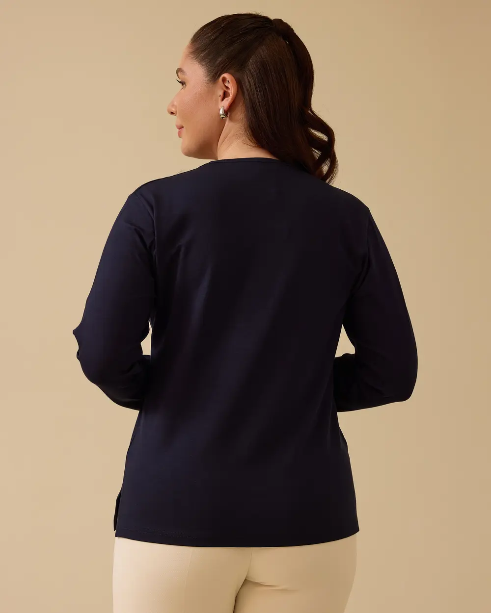 Plus Size V Neck Stone Detailed Blouse
