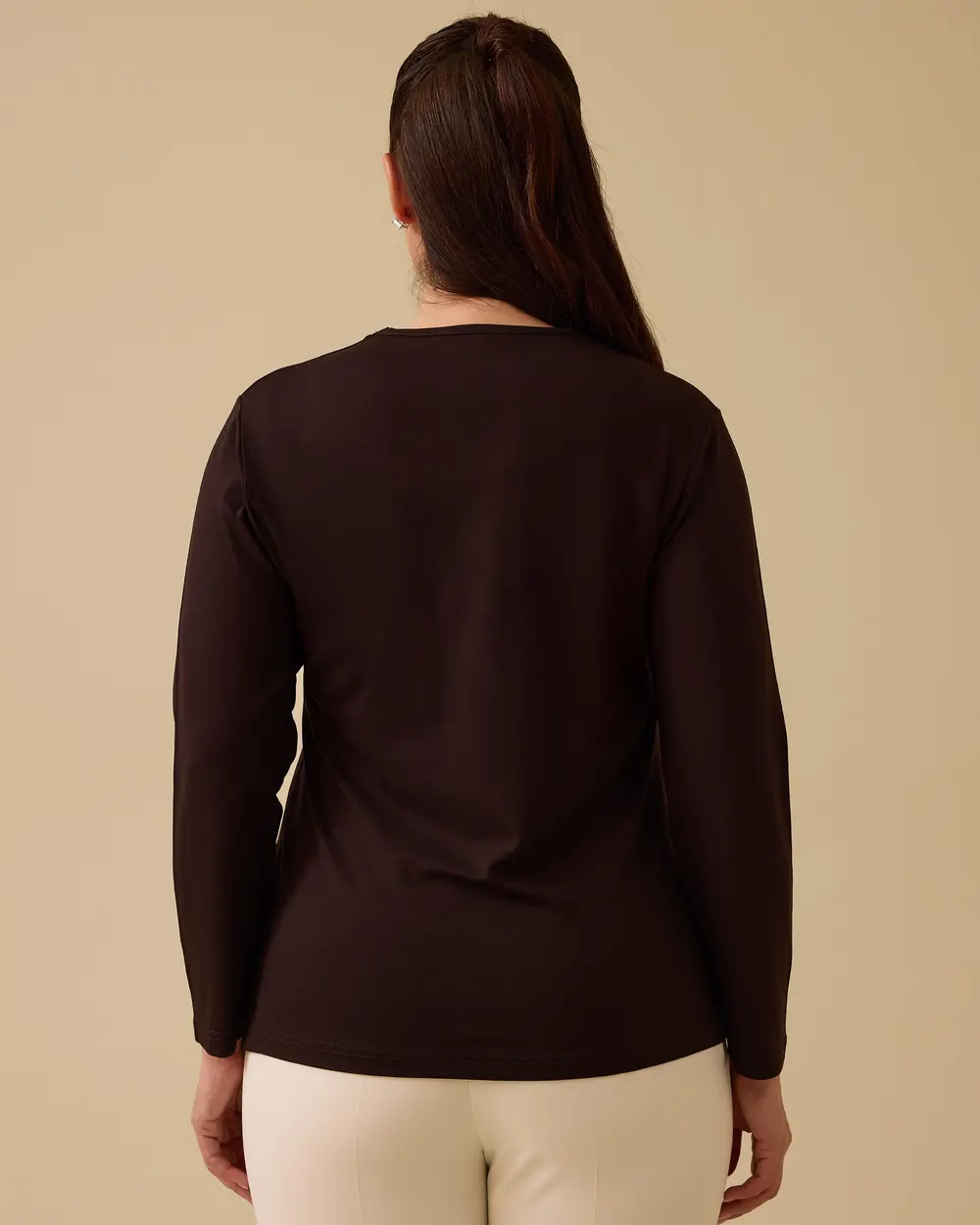 Büyük Beden V Yaka Taş Detaylı Bluz