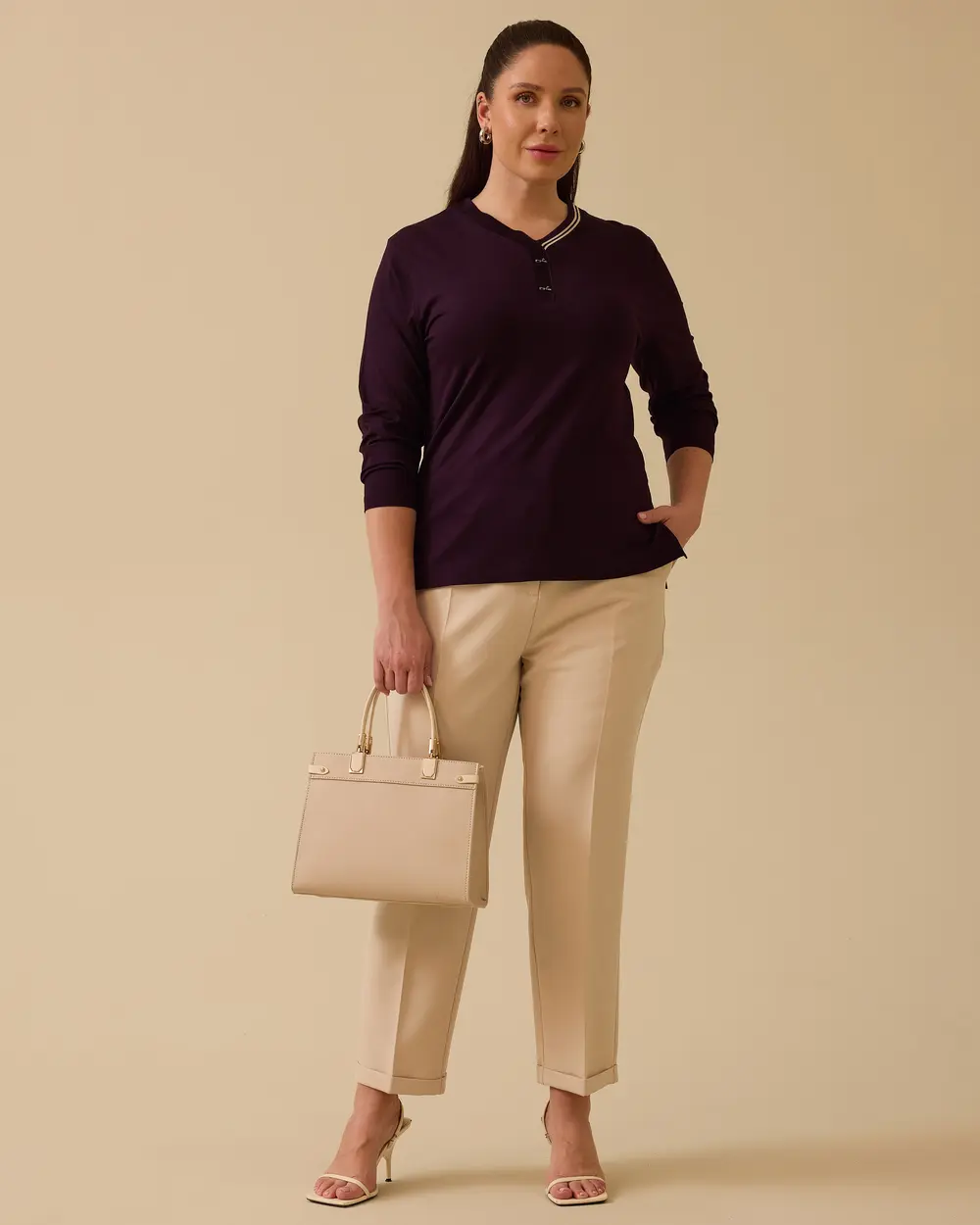 Büyük Beden Şerit Detaylı Bluz