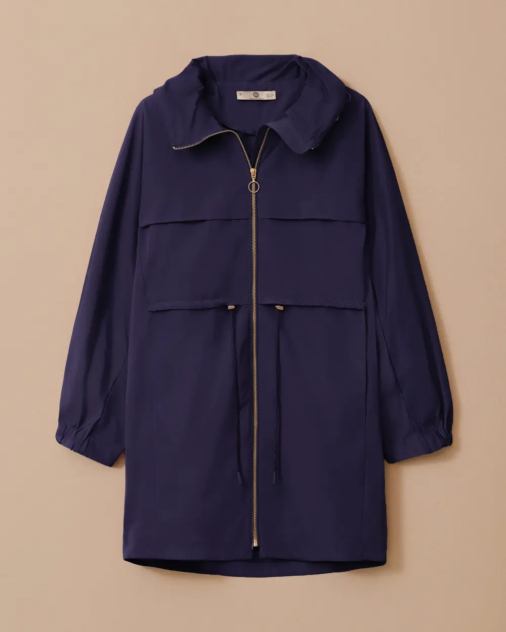 Zippered Trench Coat with Hidden Hood