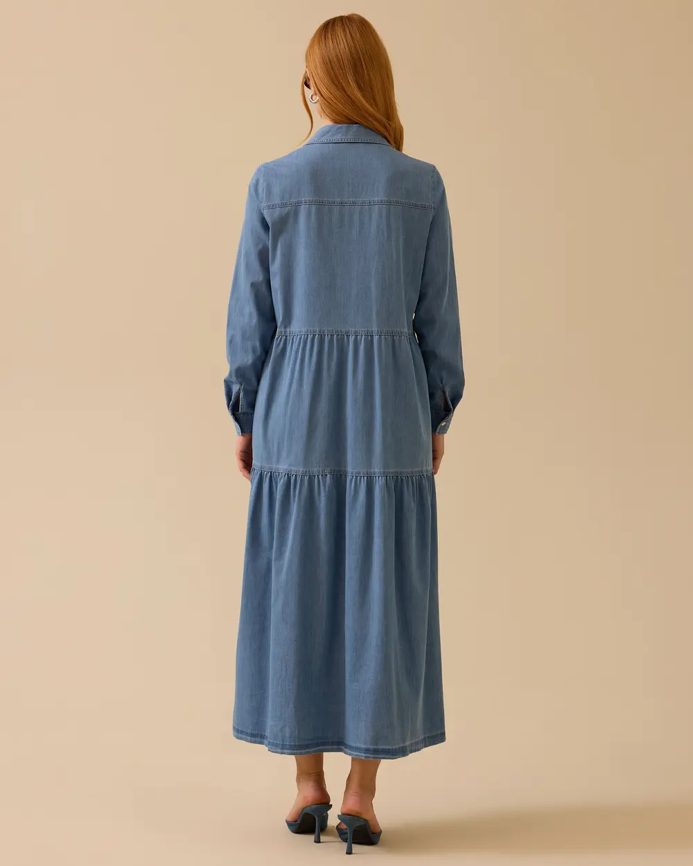 Shirt Collar Buttoned Jean Dress