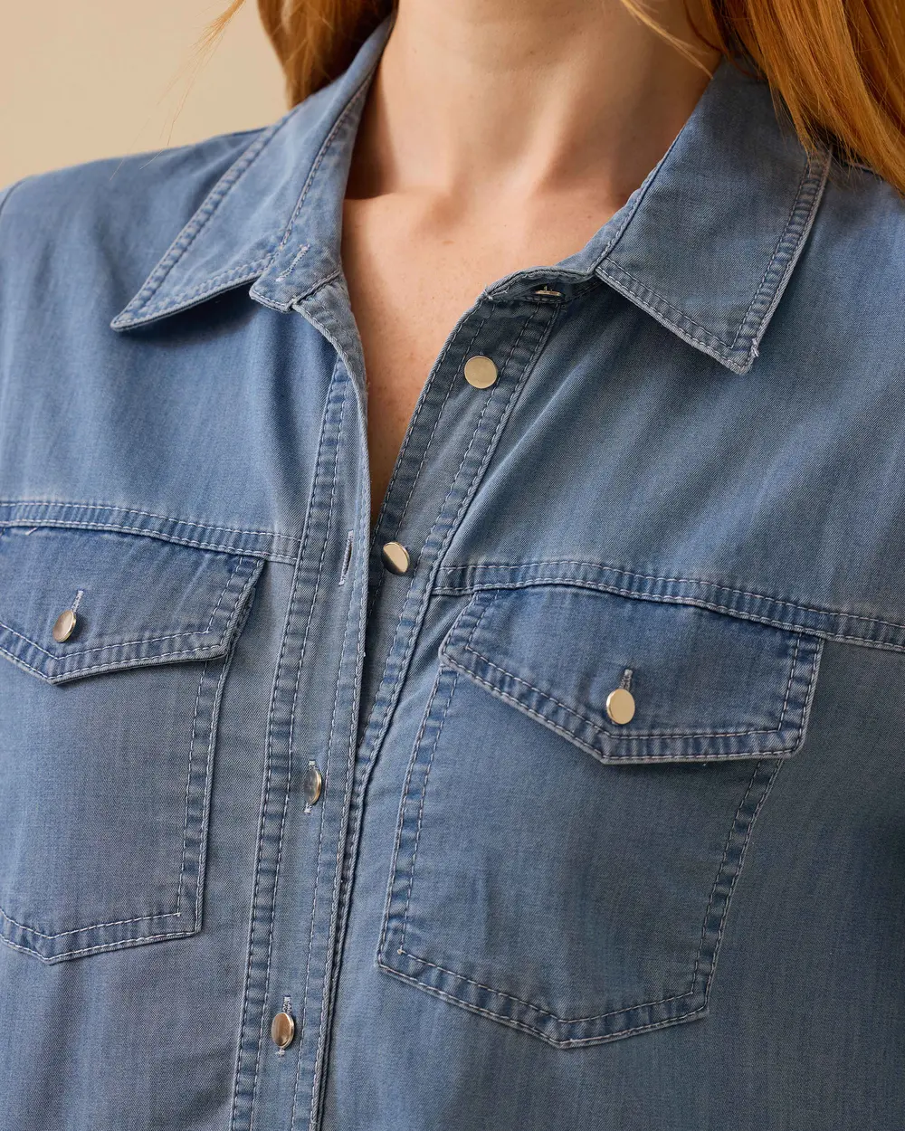 Shirt Collar Buttoned Jean Dress