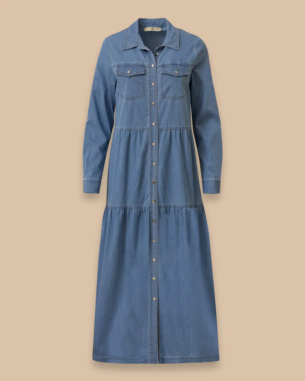 Shirt Collar Buttoned Jean Dress