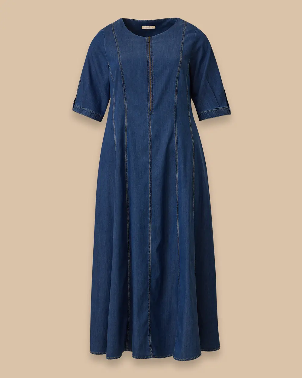 Plus Size Zipper Detailed Jean Dress