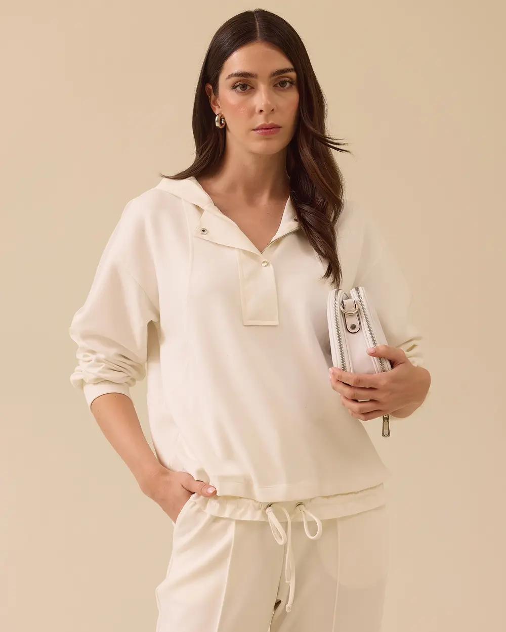 Bağcık Detaylı Kapüşonlu Sweatshirt
