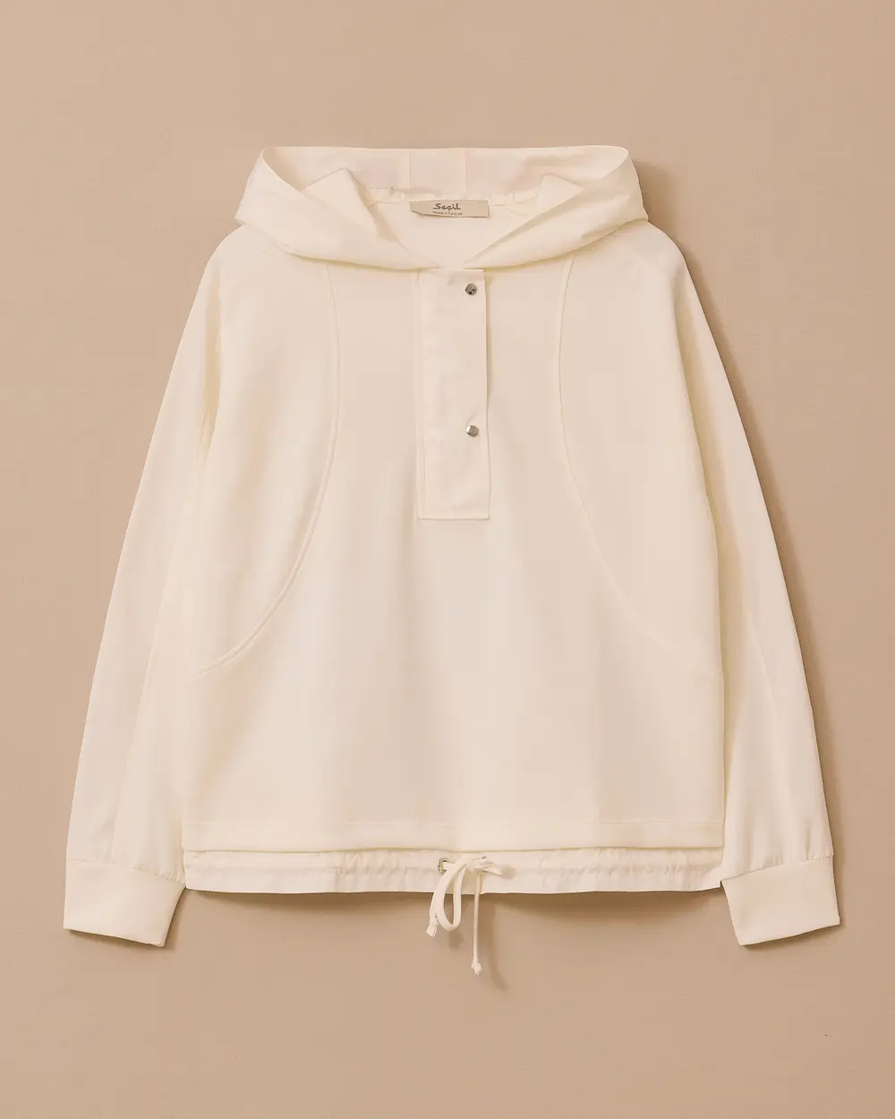 Bağcık Detaylı Kapüşonlu Sweatshirt