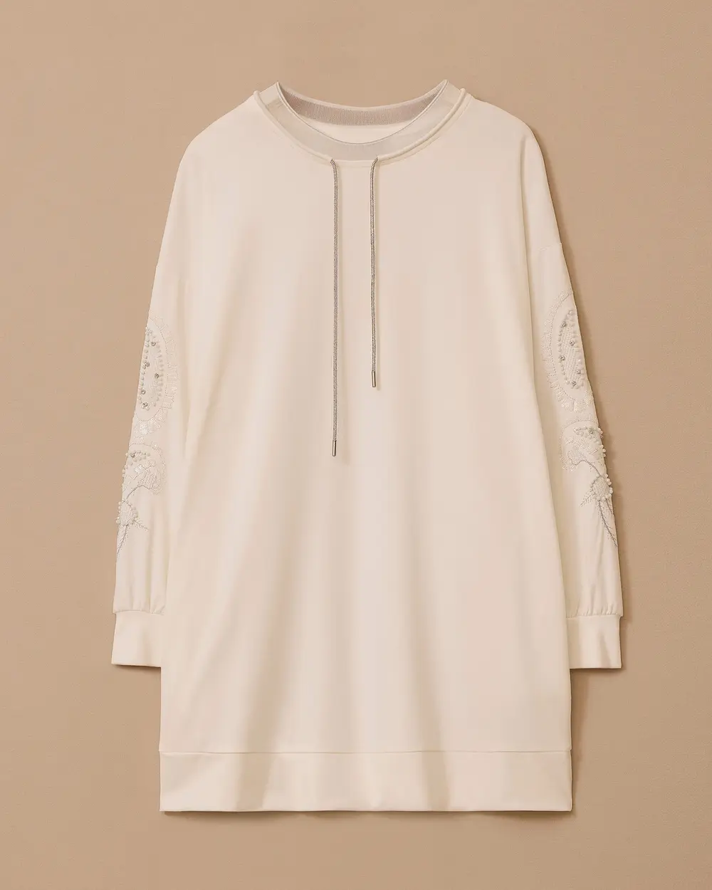 Yuvarlak Yaka Kol Detaylı Sweatshirt