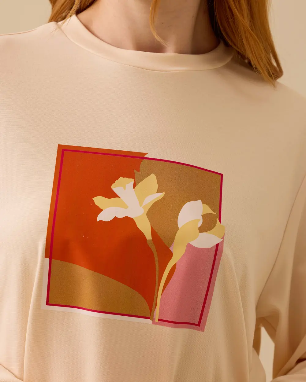 Baskılı Yuvarlak Yaka Sweatshirt
