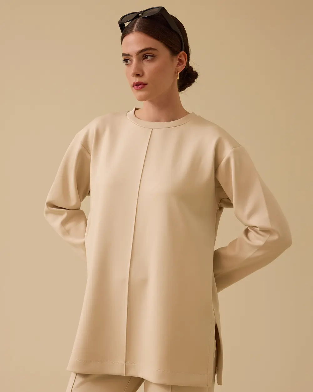Şerit Detaylı Basic Sweatshirt