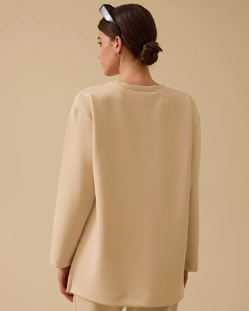 Şerit Detaylı Basic Sweatshirt