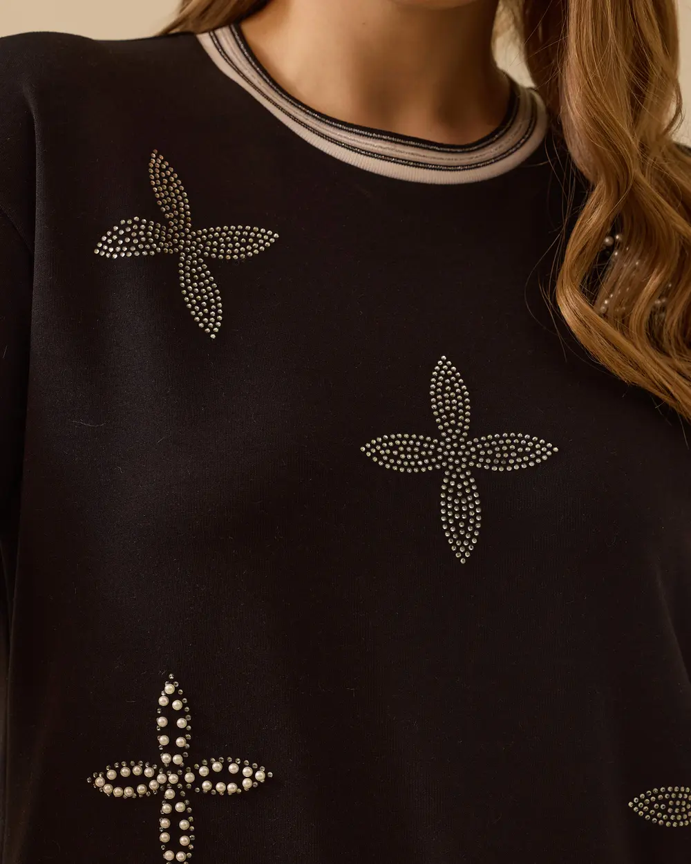 Büyük Beden Taş Detaylı Sweatshirt