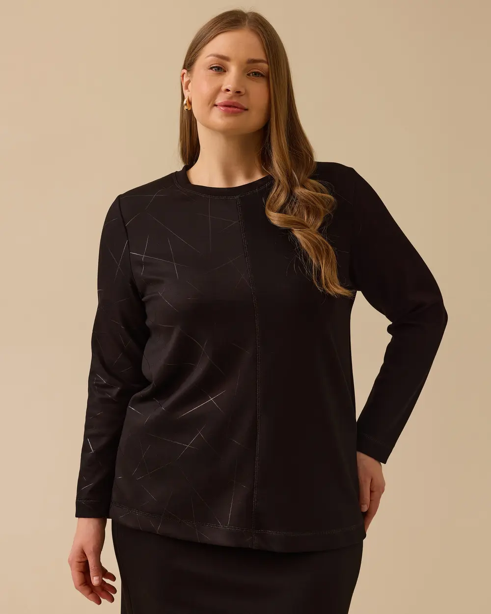 Büyük Beden Desen Detaylı Sweatshirt