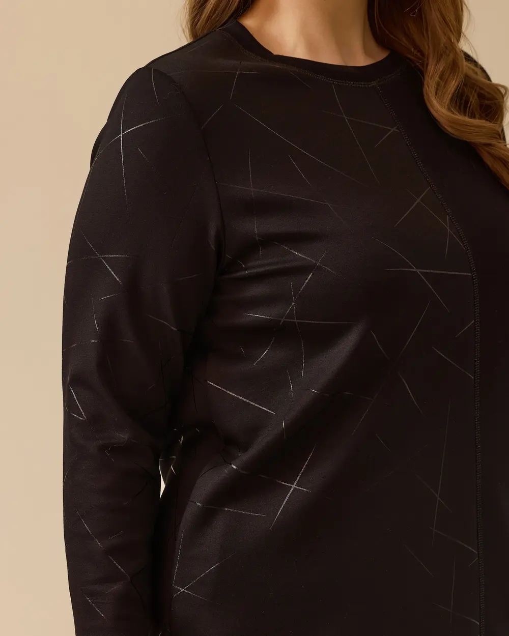 Büyük Beden Desen Detaylı Sweatshirt