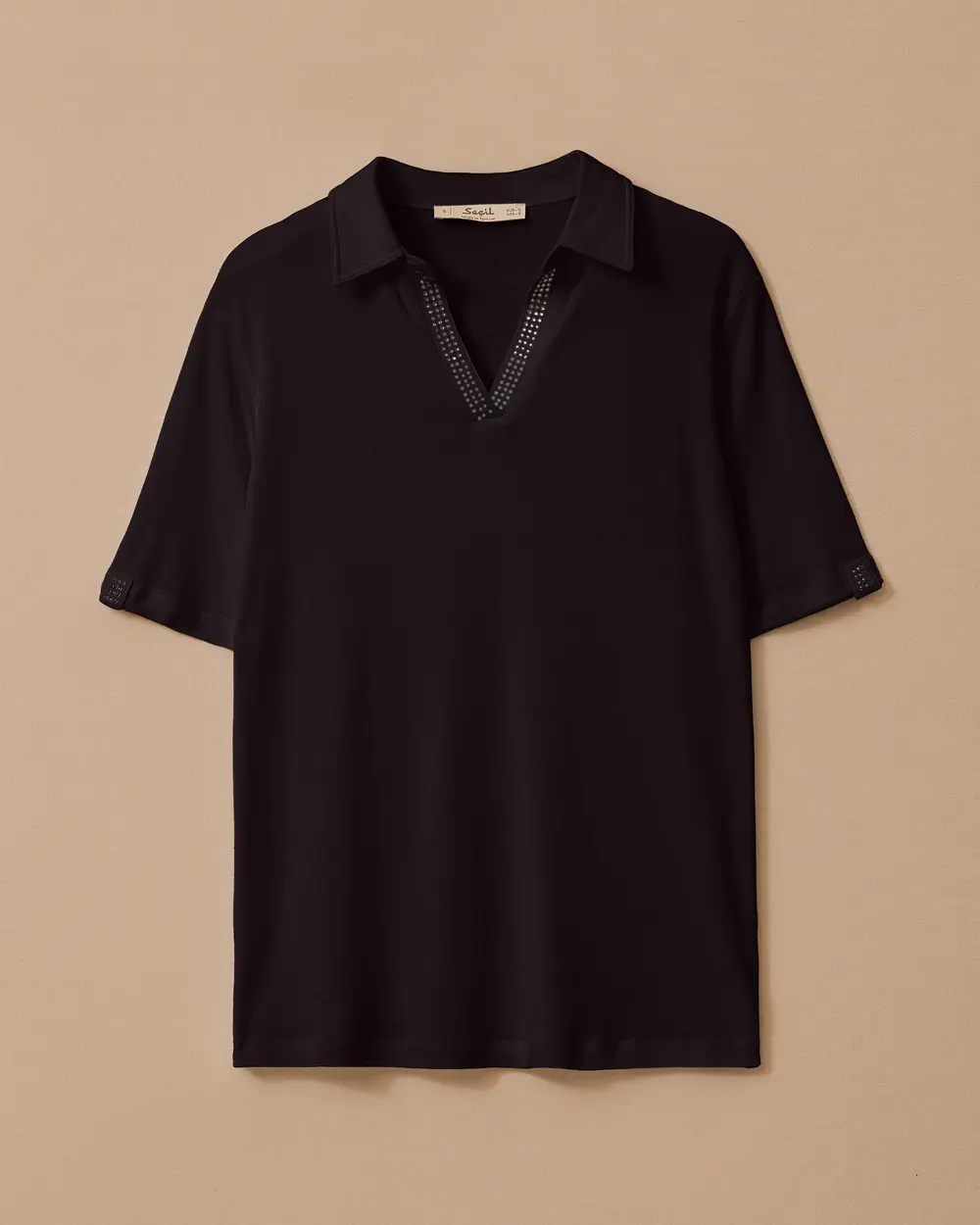 Polo Collar Stone Detailed T-Shirt