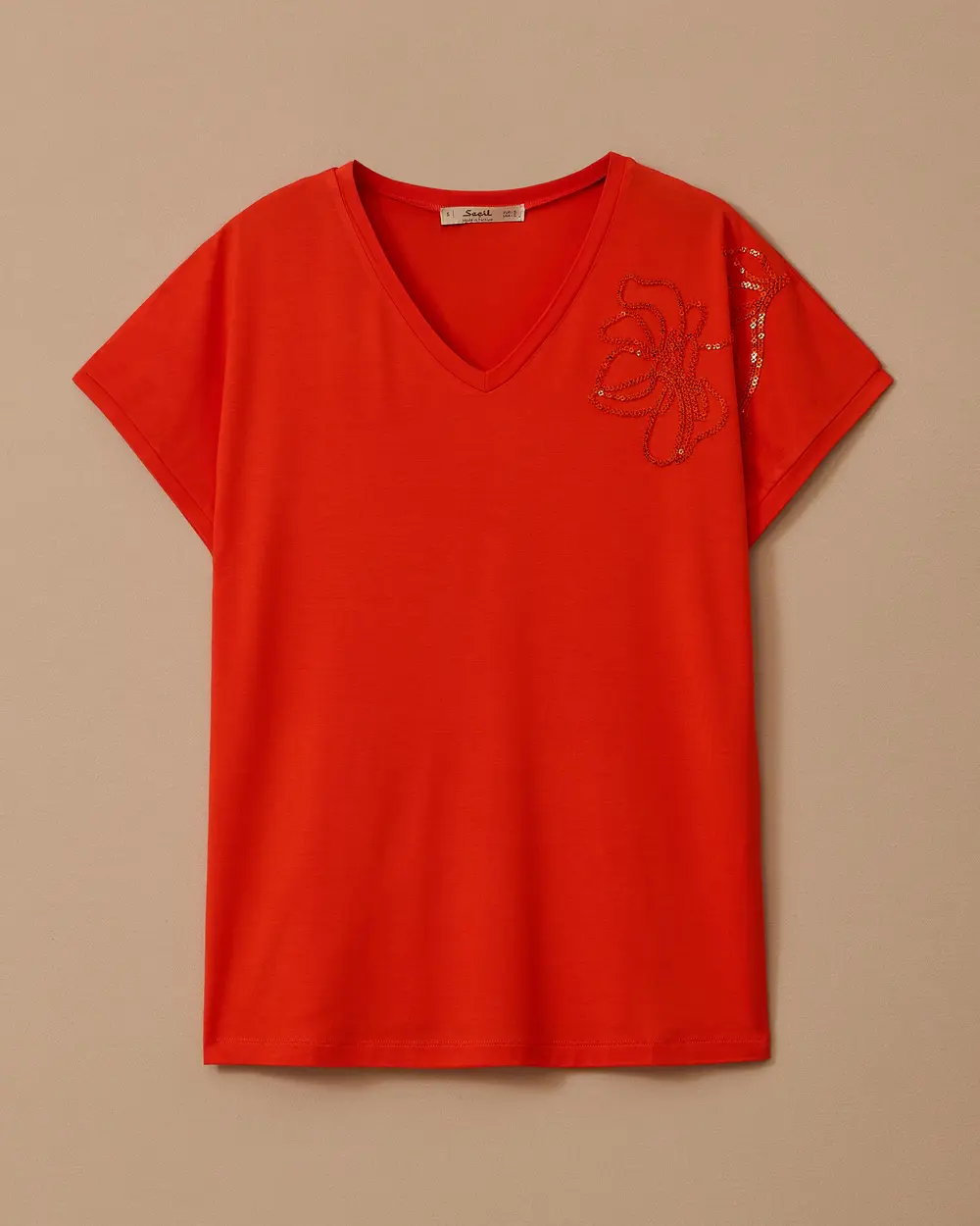 V-Neck Embroidered Combed Blouse
